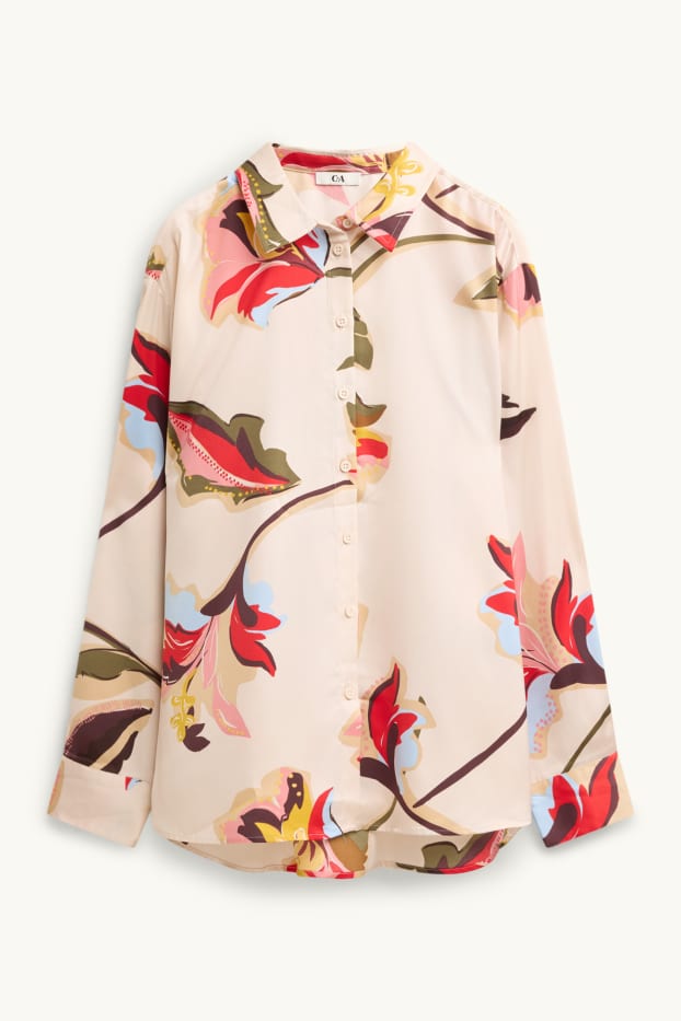 Dona - Brusa camisera - de flors - rosa