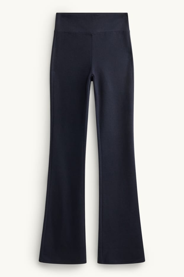 Femei - Pantaloni de trening din tricot fin - albastru închis
