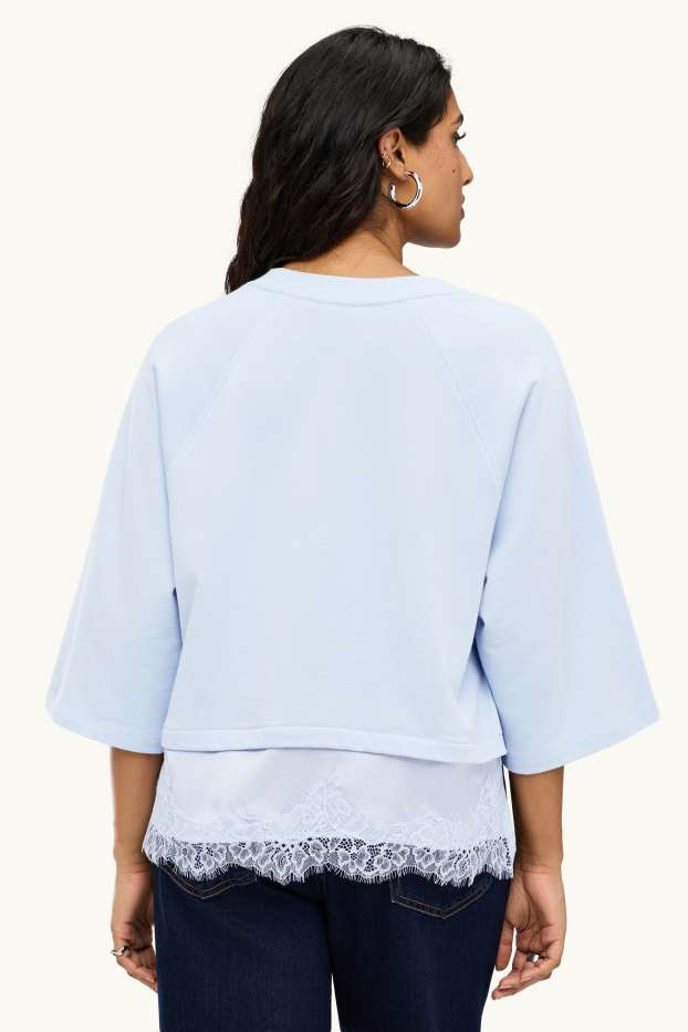 Damen - Sweatshirt - 2-in-1-Look - hellblau