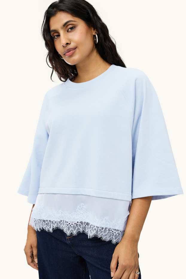 Damen - Sweatshirt - 2-in-1-Look - hellblau