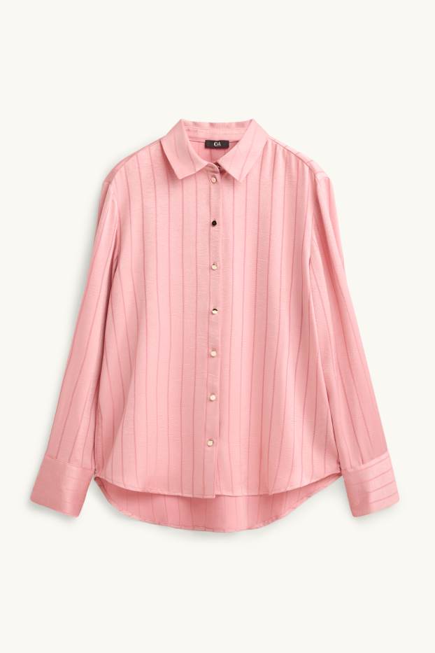 Donna - Blusa - motivo gessato - fucsia