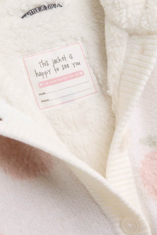Baby: meisjes - Appeltje - babyvest met capuchon - gevoerd - roze / beige