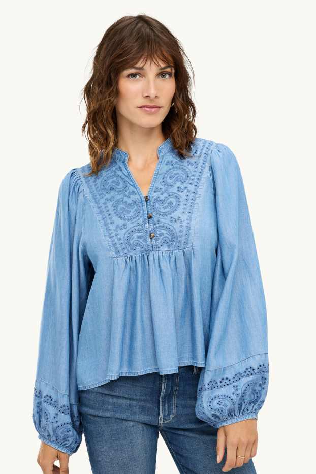 Damen - Jeans-Bluse - jeansblau