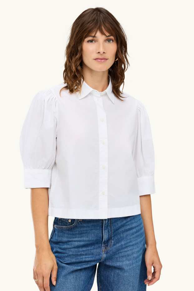 Damen - Hemdbluse - schneeweiss