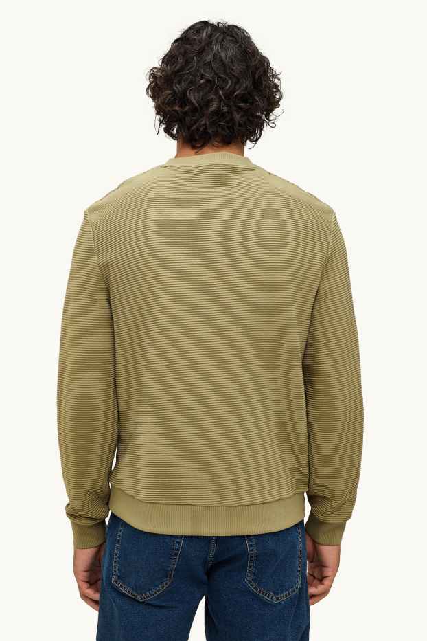 Men - Sweatshirt - ribbed - khaki