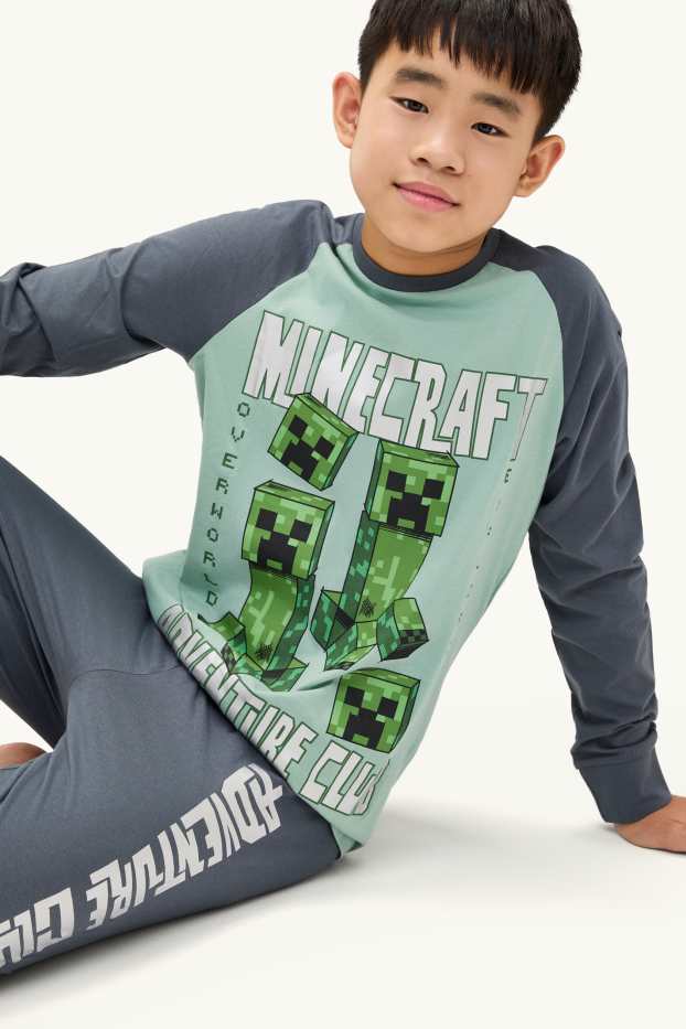 Kinder Jungen - Minecraft - Pyjama - 2 teilig - Glanz-Effekt - grün
