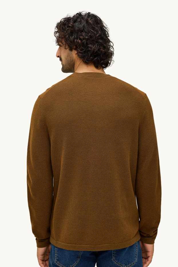 Men - Jumper - textured - light brown