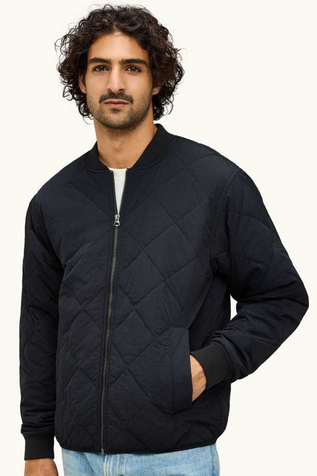 Hommes - Blouson surpiqué - noir