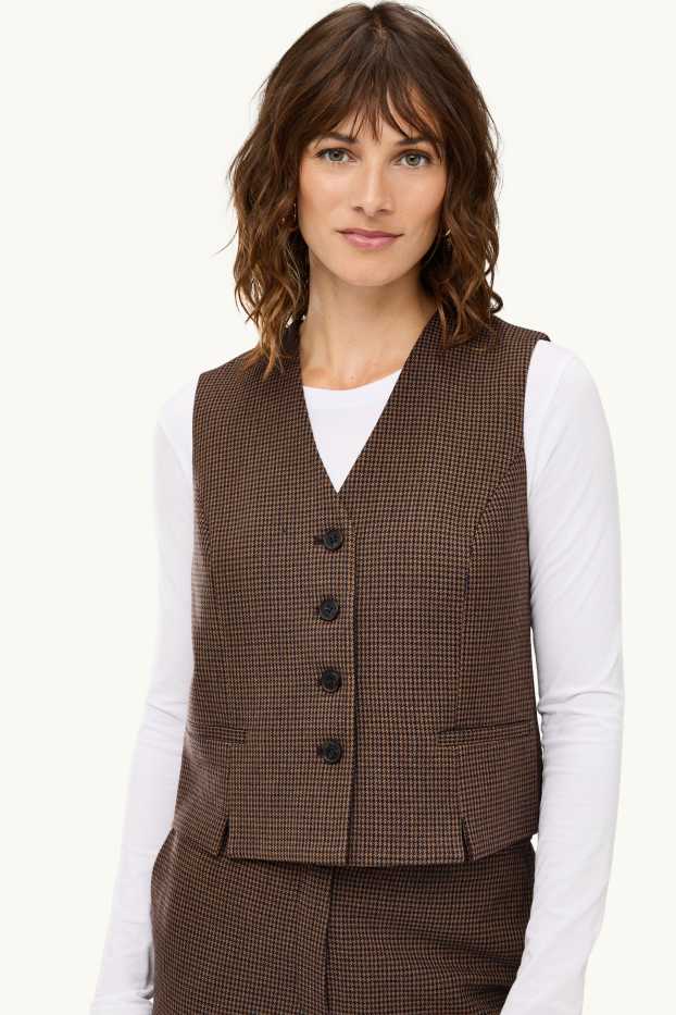 Damen - Business-Weste - tailliert - gemustert - braun / dunkelblau