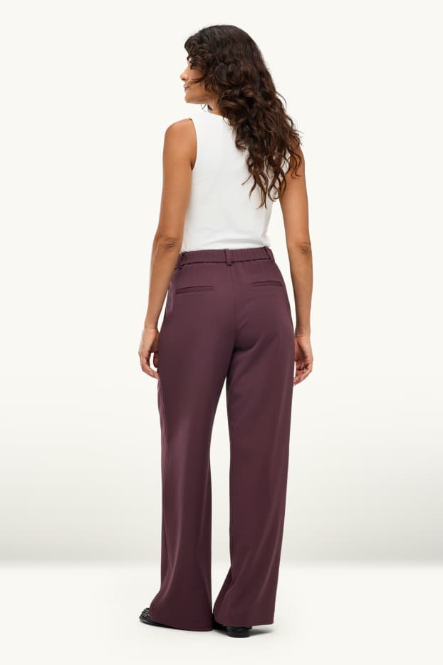 Women - Business trousers - high waist - wide leg - bordeaux