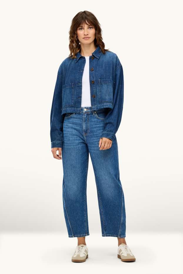 Women - Barrel jeans - high waist - blue denim