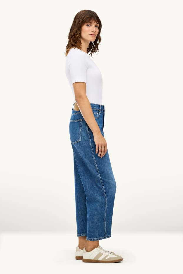 Women - Barrel jeans - high waist - blue denim