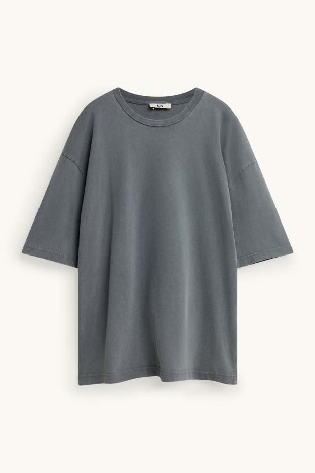 Women - T-shirt - oversized - dark gray