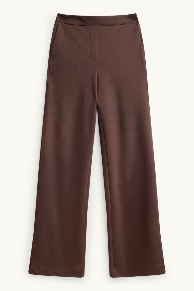 Femei - Pantaloni de stofă - talie înaltă - relaxed fit - maro închis