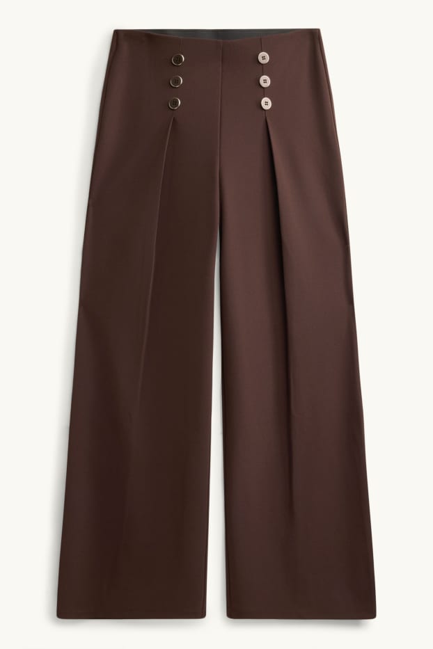 Damen - Stoffhose - High Waist - Wide Leg - braun