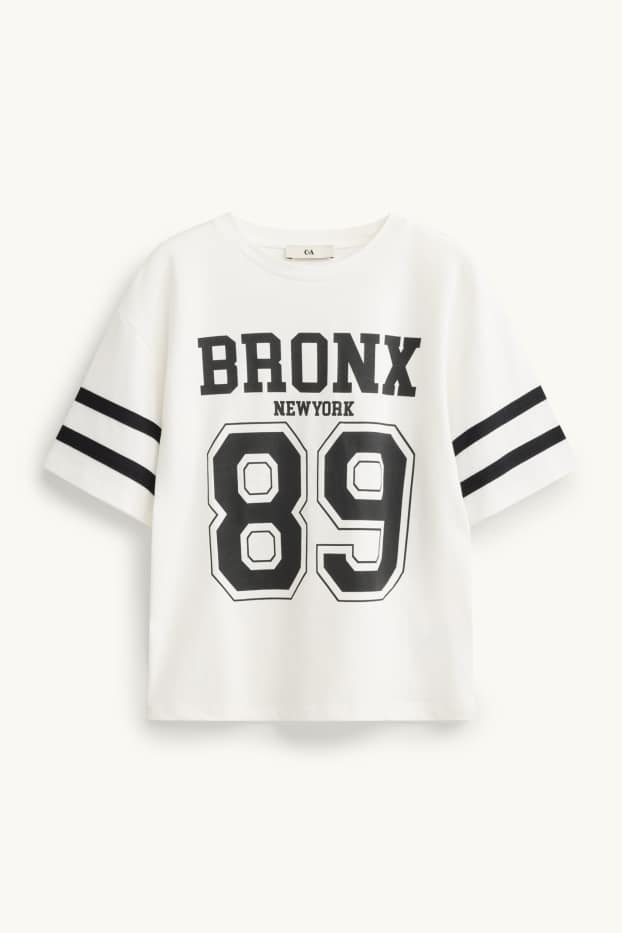 Copii - Fete - New York - set - tricou cu mânecă scurtă și pantaloni de trening - 2 piese - alb / negru