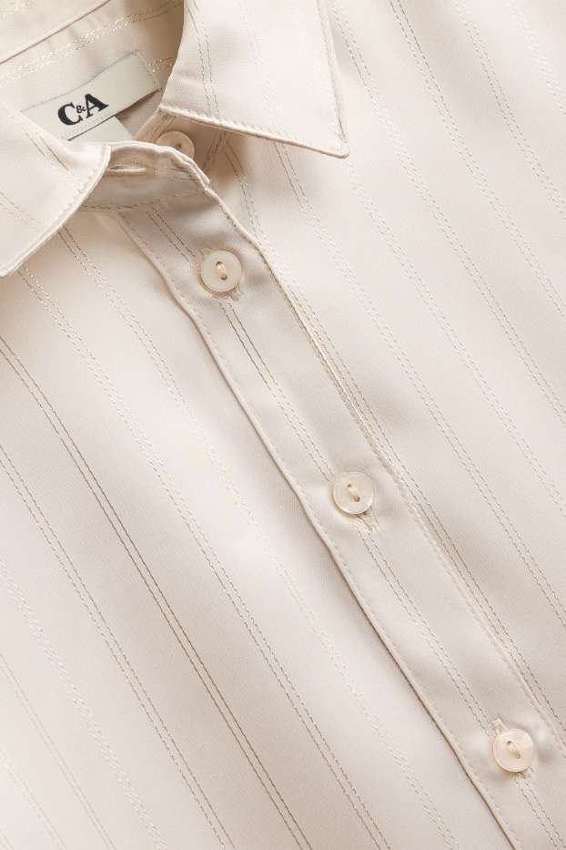 Donna - Camicetta in raso - gessato - bianco crema