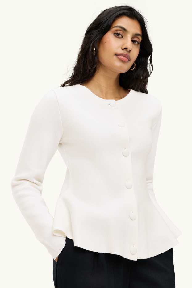 Damen - Strickjacke - schneeweiß