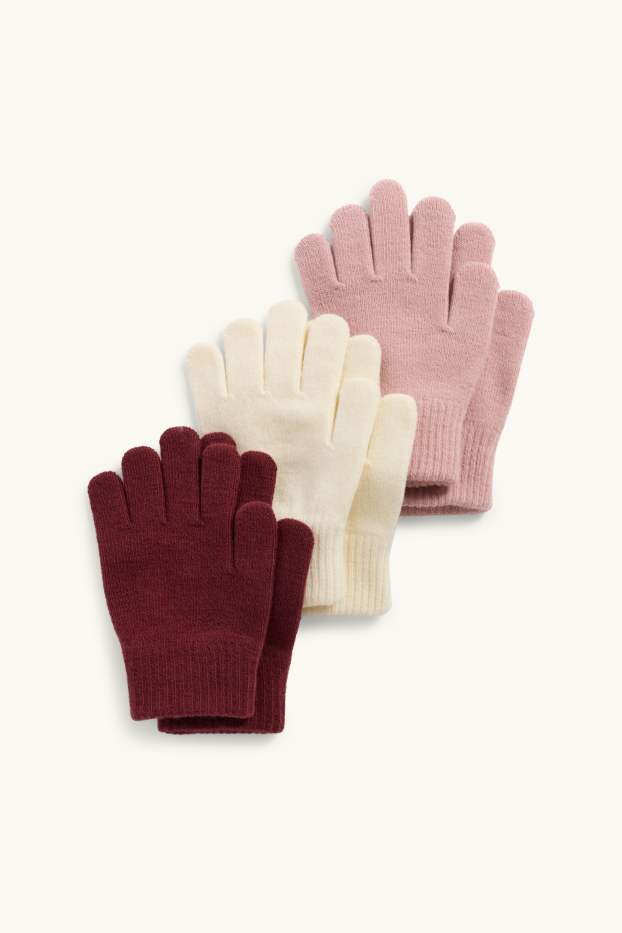 Kinder Mädchen - Multipack 3er - Handschuhe - cremeweiss