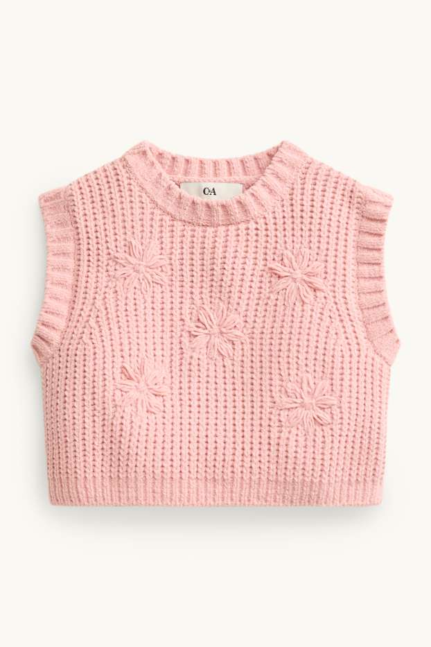 Kinder Mädchen - Blume - Set - Kleid, Pullunder und Strumpfhose - 3 teilig - braun