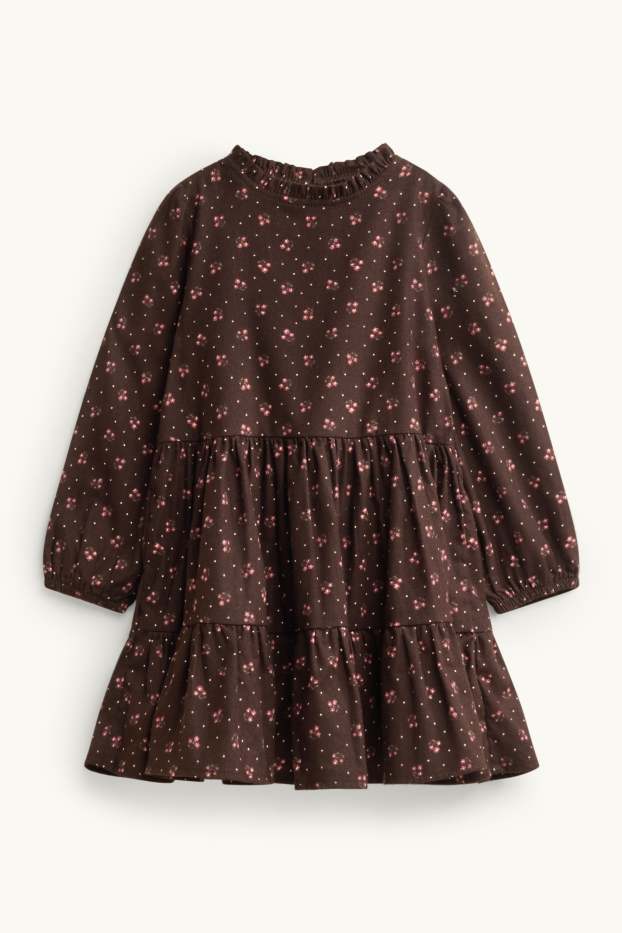 Kinder Mädchen - Blume - Set - Kleid, Pullunder und Strumpfhose - 3 teilig - braun