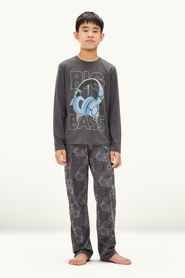 Copii - Băieți - Căști - pijama - 2 piese - gri închis