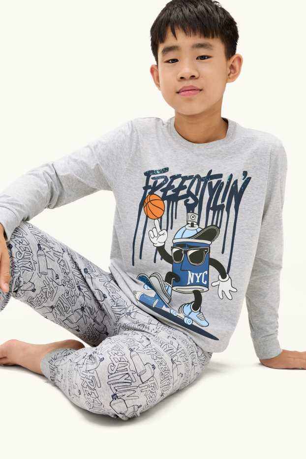 Enfants garçons - Graffitis - pyjama - 2 pièces - gris