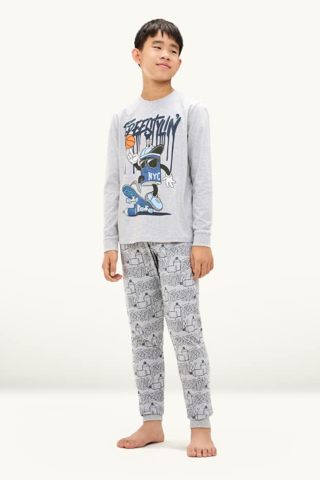 Enfants garçons - Graffitis - pyjama - 2 pièces - gris