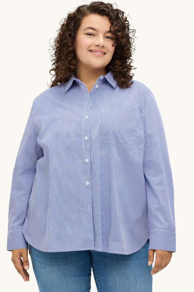 Women - Shirt blouse - striped - blue / white