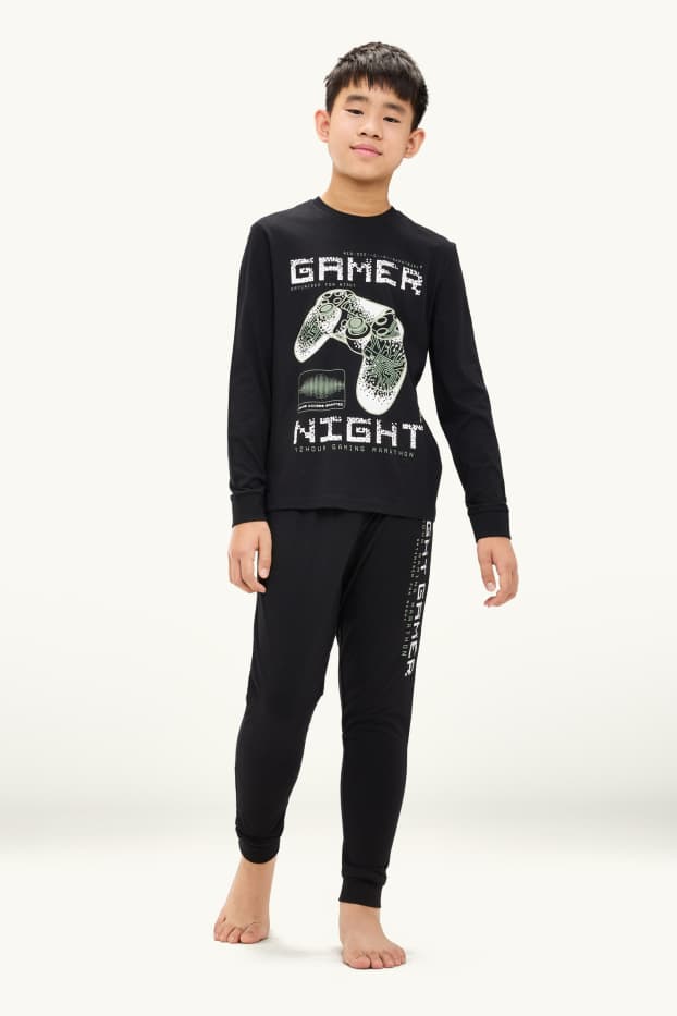 Enfants garçons - Lot de 2 - jeux vidéo - pyjamas - 4 pièces - noir