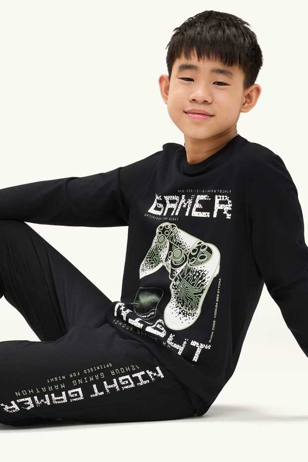 Enfants garçons - Lot de 2 - jeux vidéo - pyjamas - 4 pièces - noir