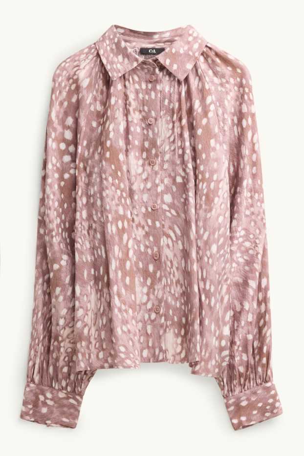 Dames - Overhemdblouse - met patroon - bruin