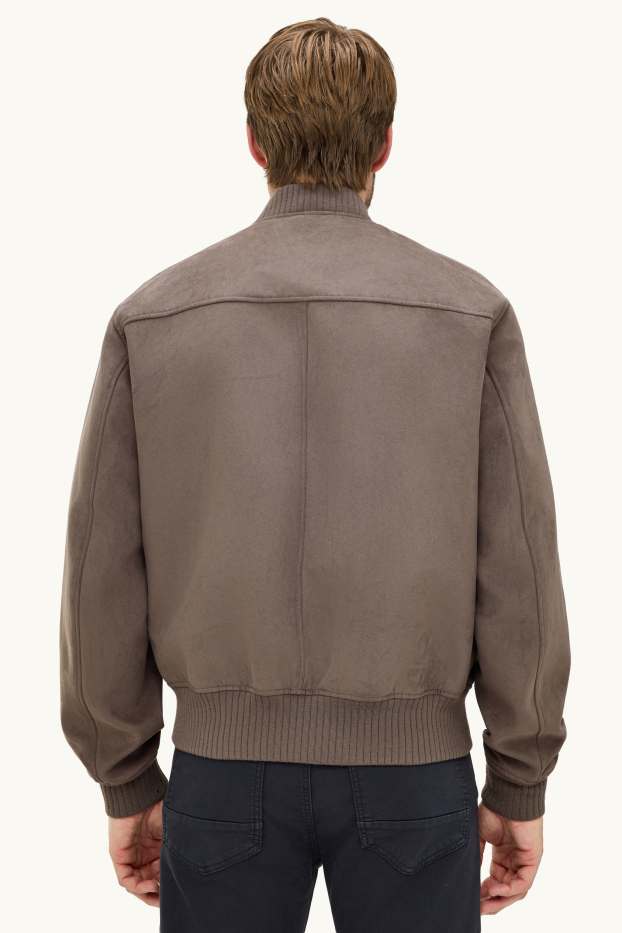 Herren - Bomberjacke - Velourslederimitat - braun