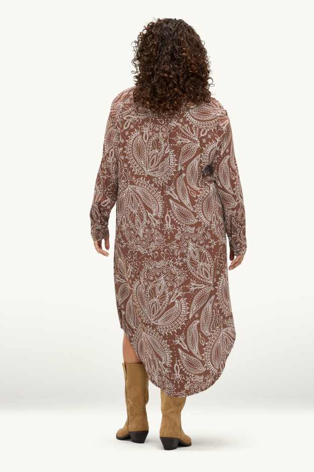 Donna - Vestito a camicia - fantasia - marrone