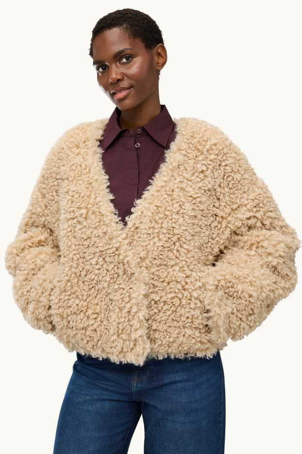 Donna - Giacca effetto peluche - beige