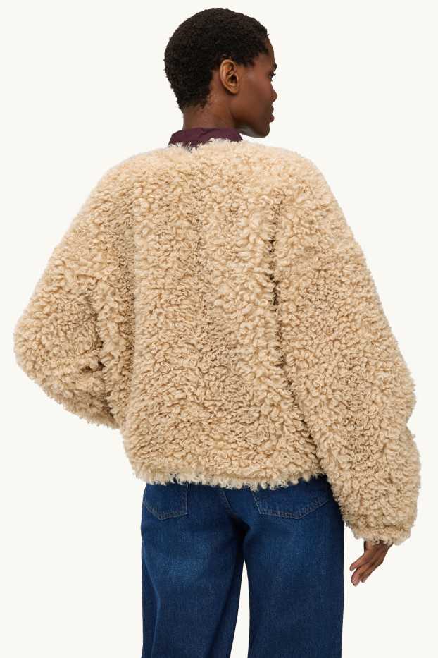Donna - Giacca effetto peluche - beige