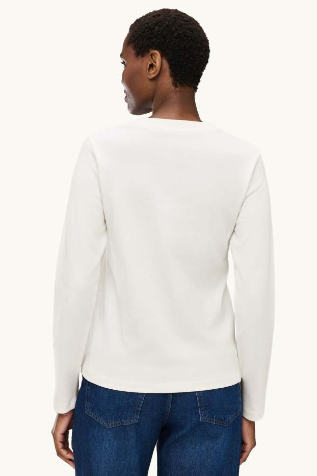 Femei - Tricou cu mânecă lungă - regular fit - alb