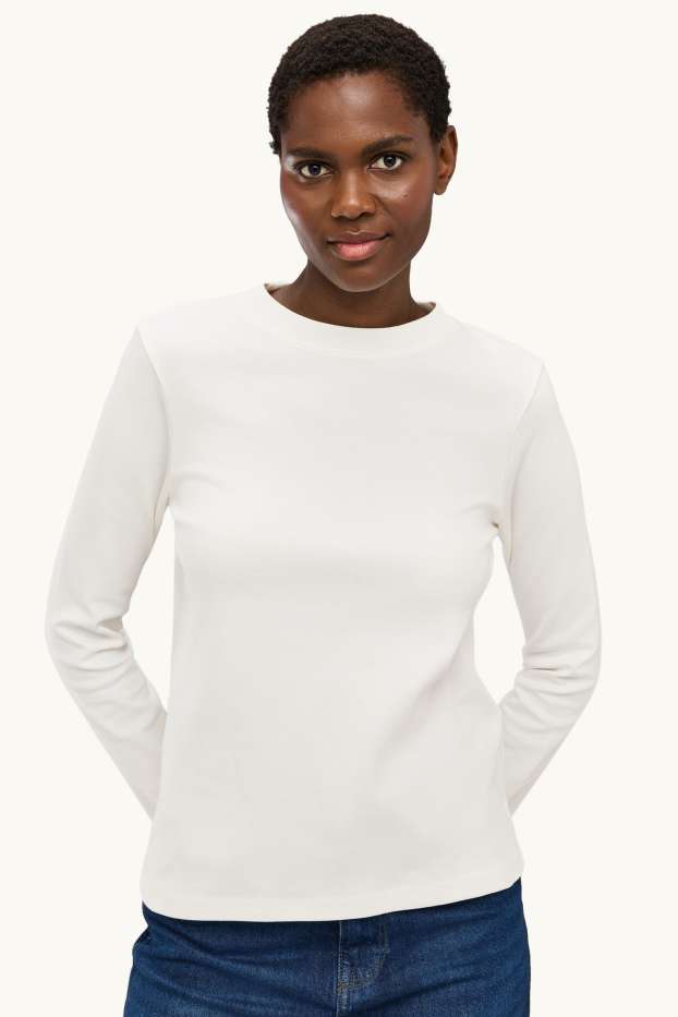 Femei - Tricou cu mânecă lungă - regular fit - alb