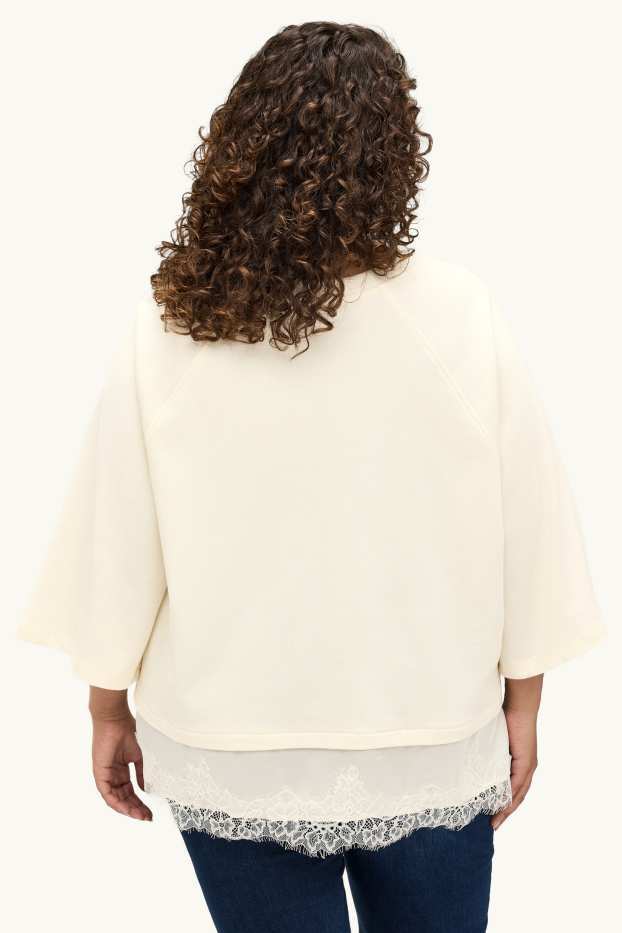 Women - Sweatshirt - 2-in-1 look - creme