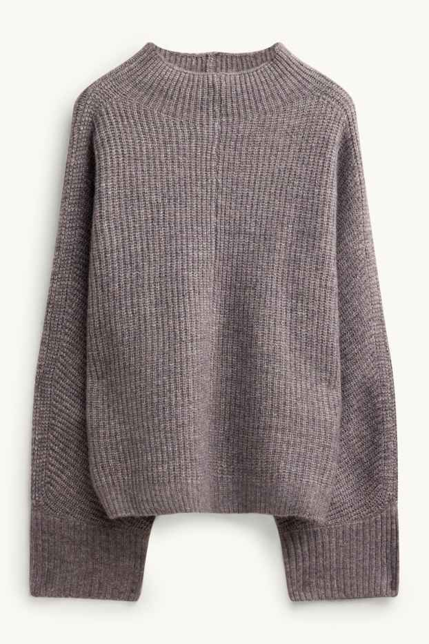 Damen - Strickpullover - gerippt - taupe