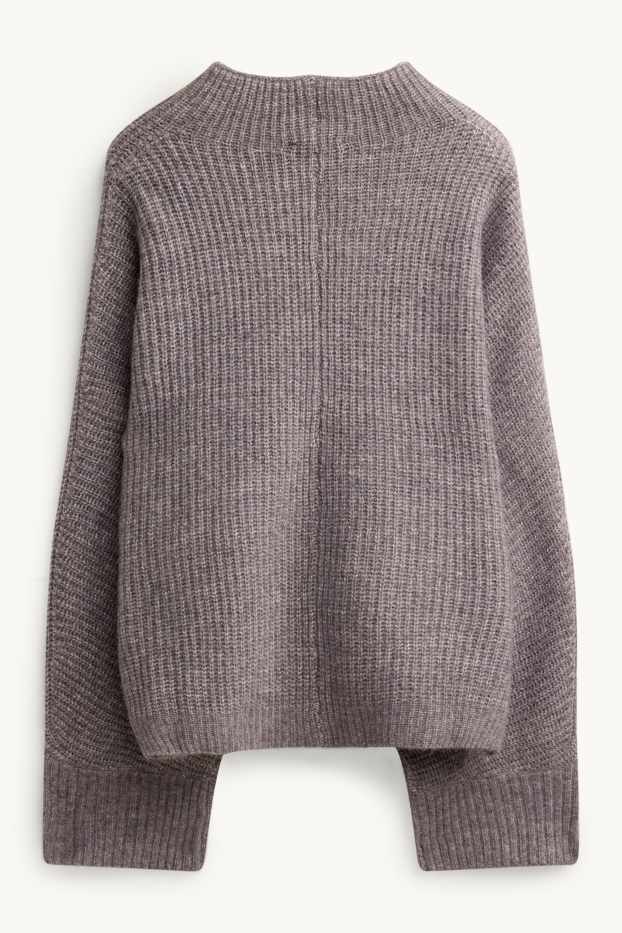 Damen - Strickpullover - gerippt - taupe