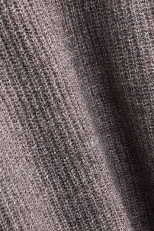 Damen - Strickpullover - gerippt - taupe