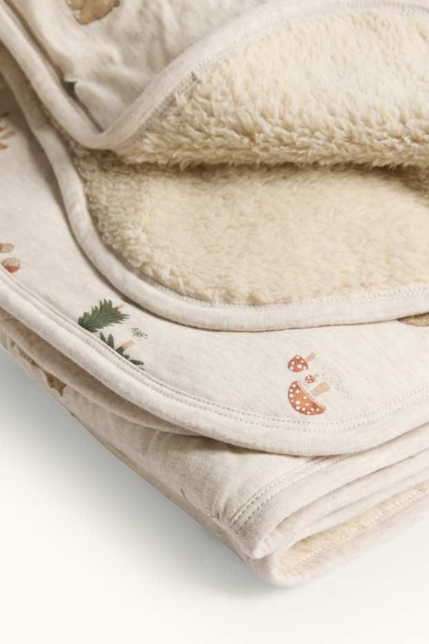 Unisex - Beertje en egeltje - babydeken - 80 x 100 m - licht beige