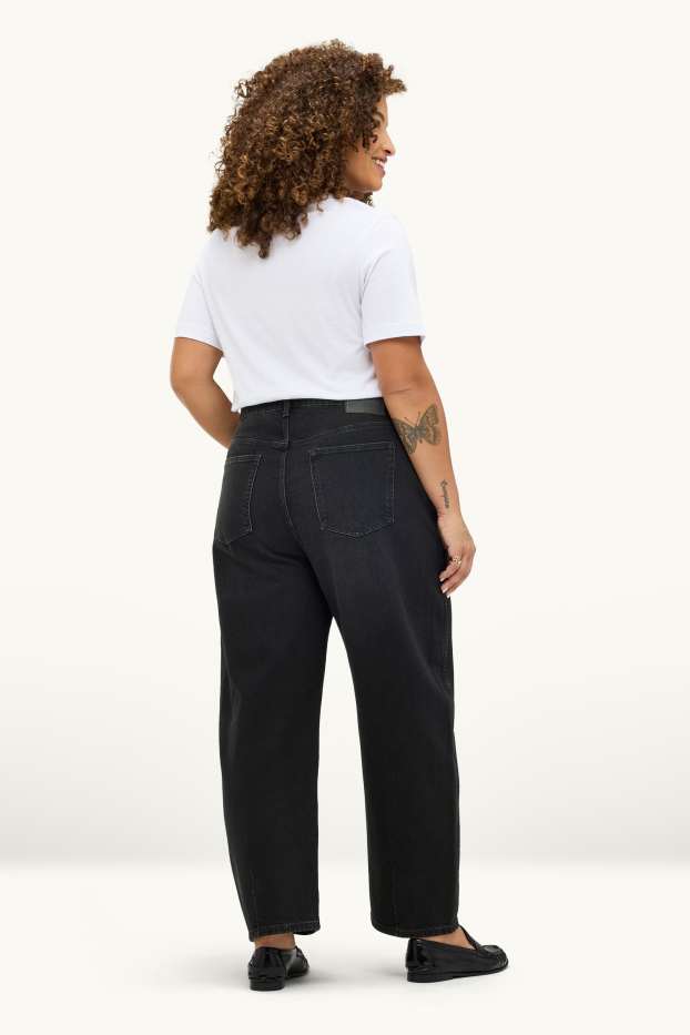 Femei - Barrel jeans - talie înaltă - negru