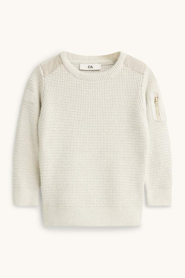 Kinder Jungen - Pullover - strukturiert - cremeweiss