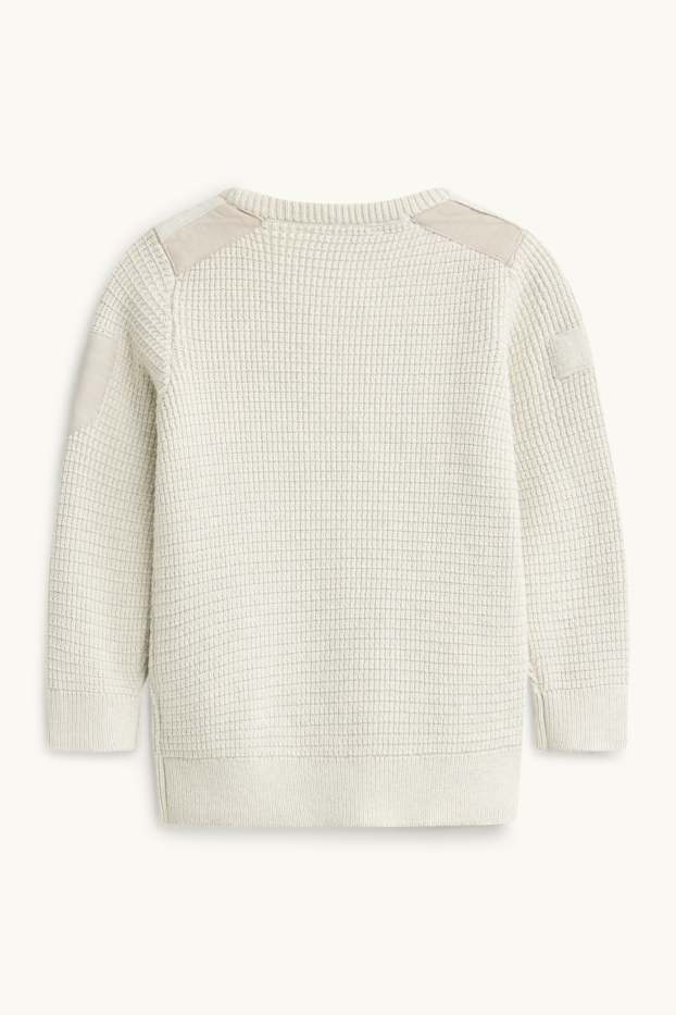Kinder Jungen - Pullover - strukturiert - cremeweiss