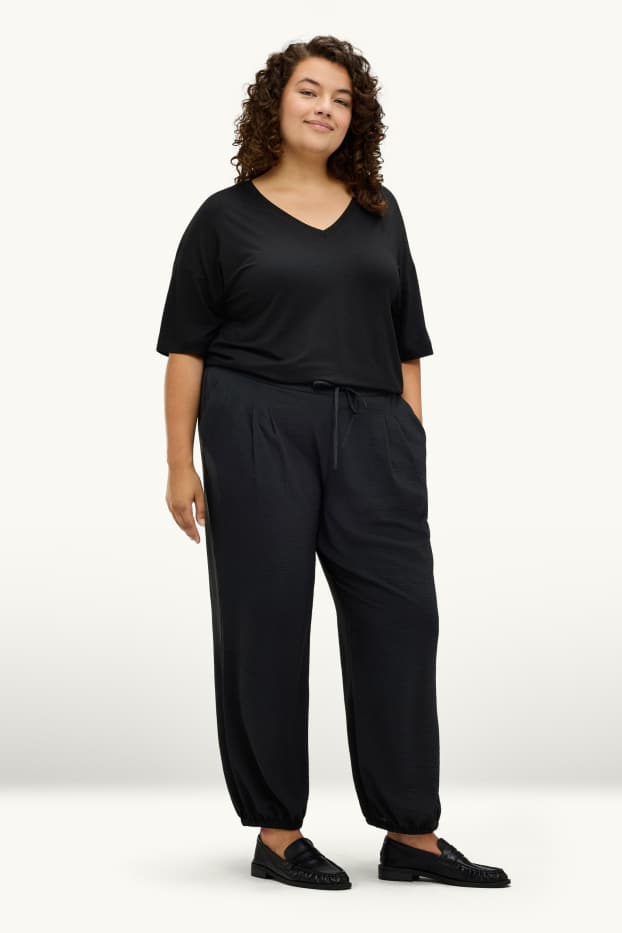 Mujer - Pantalón bombacho - mid waist - balloon leg - negro