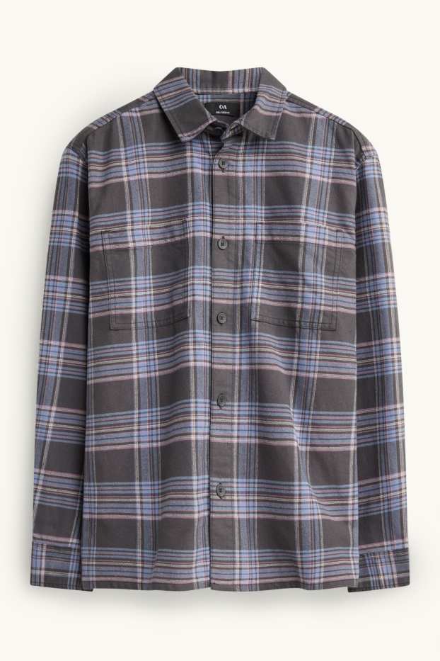 Home - Camisa - relaxed fit - Kent - de quadres - blau / gris fosc