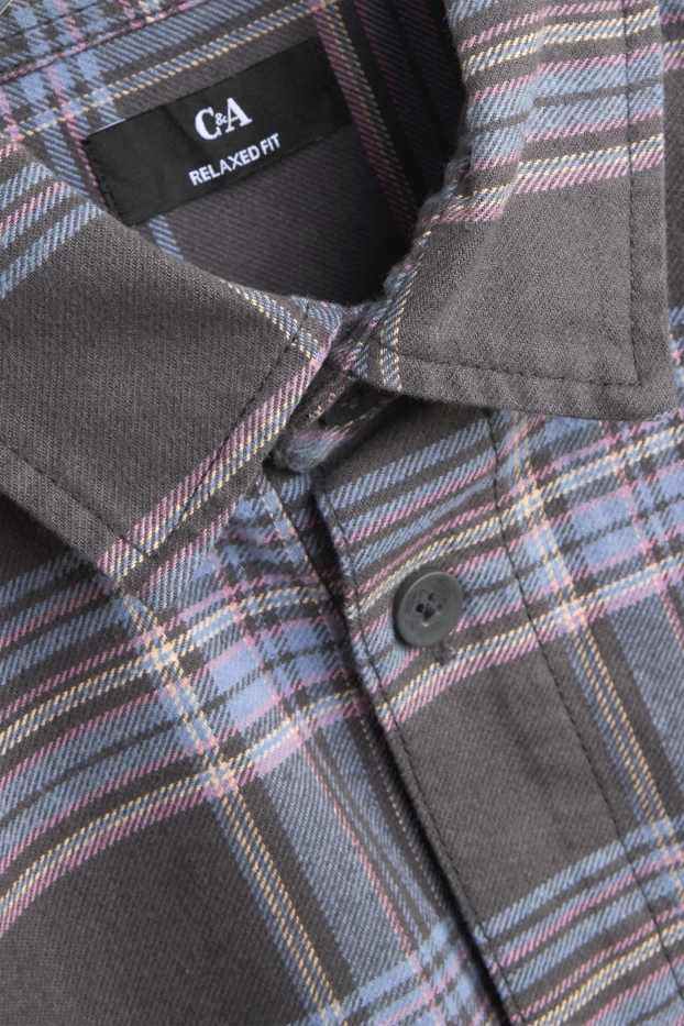Home - Camisa - relaxed fit - Kent - de quadres - blau / gris fosc