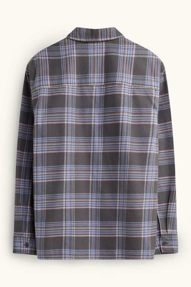 Home - Camisa - relaxed fit - Kent - de quadres - blau / gris fosc